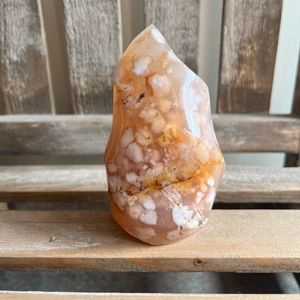 Flower Agate Carved Flame Natural Gemstone Crystal